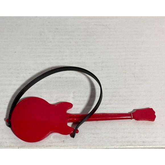 Red Electric Guitar w/ Strap for Barbie My Scene Doll Pretend Popstar Accessory - Picture 4 of 4